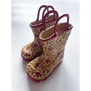 Baby Girl's Vintage Old Navy Floral Rubber Rain Boots Size 12-18 Months